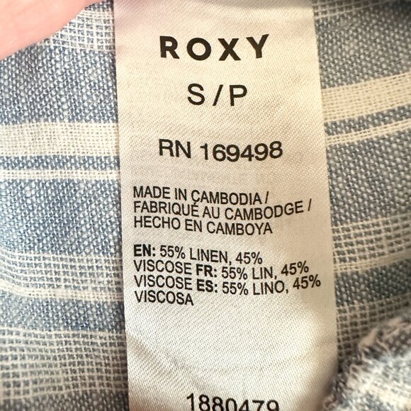 Roxy Women's Linen Blend Cargo Pant Size S Blue Cottagecore Coastal Boho Beach - Picture 7 of 15